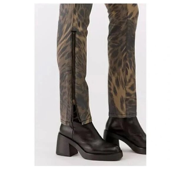#9 NWT Urban Outfitters BDG Ankle Zip High Rise Skinny Jean in Brown Motif - Picture 3 of 9